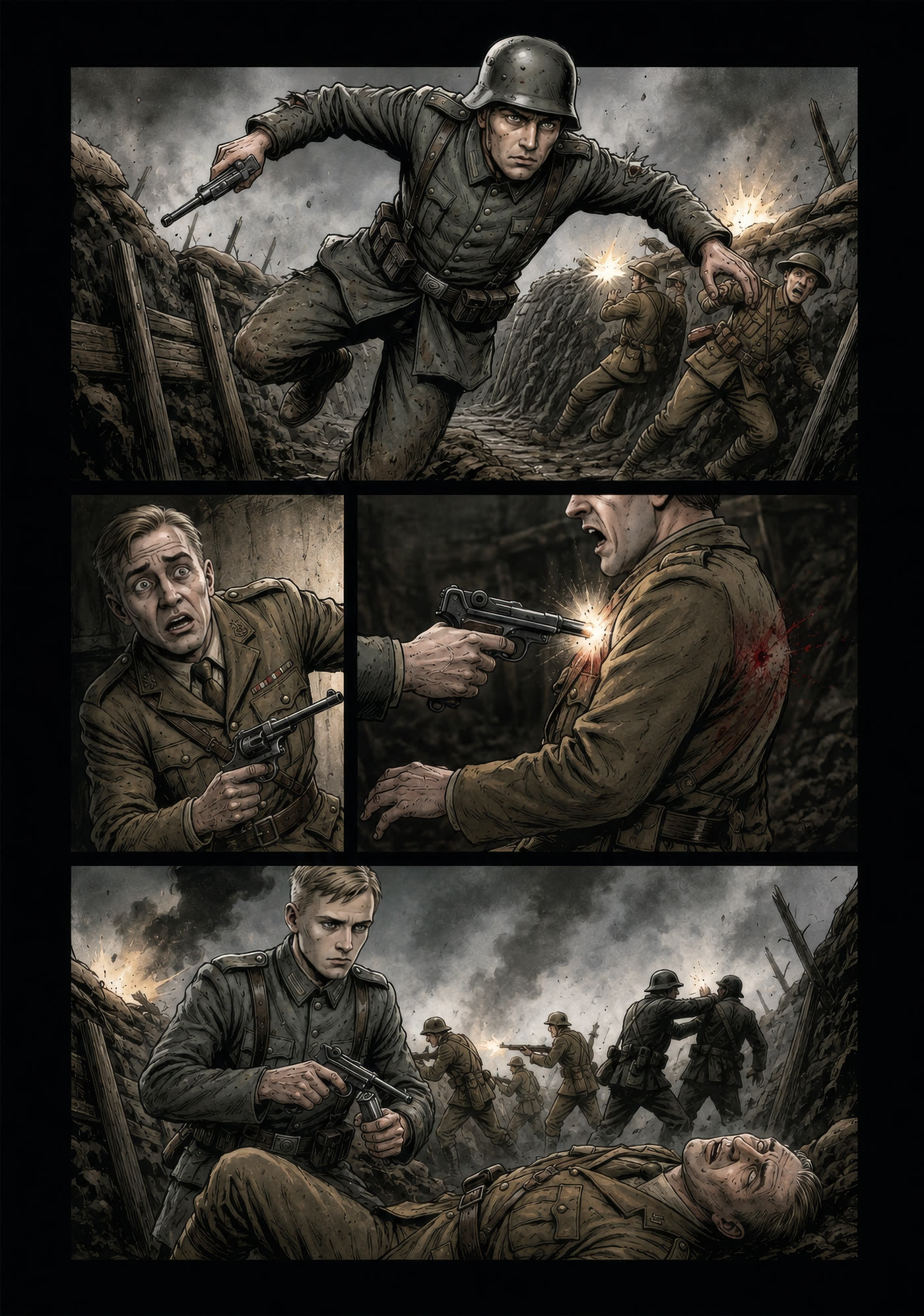 Planche 4 : le coup de main dans la tranchée adverse